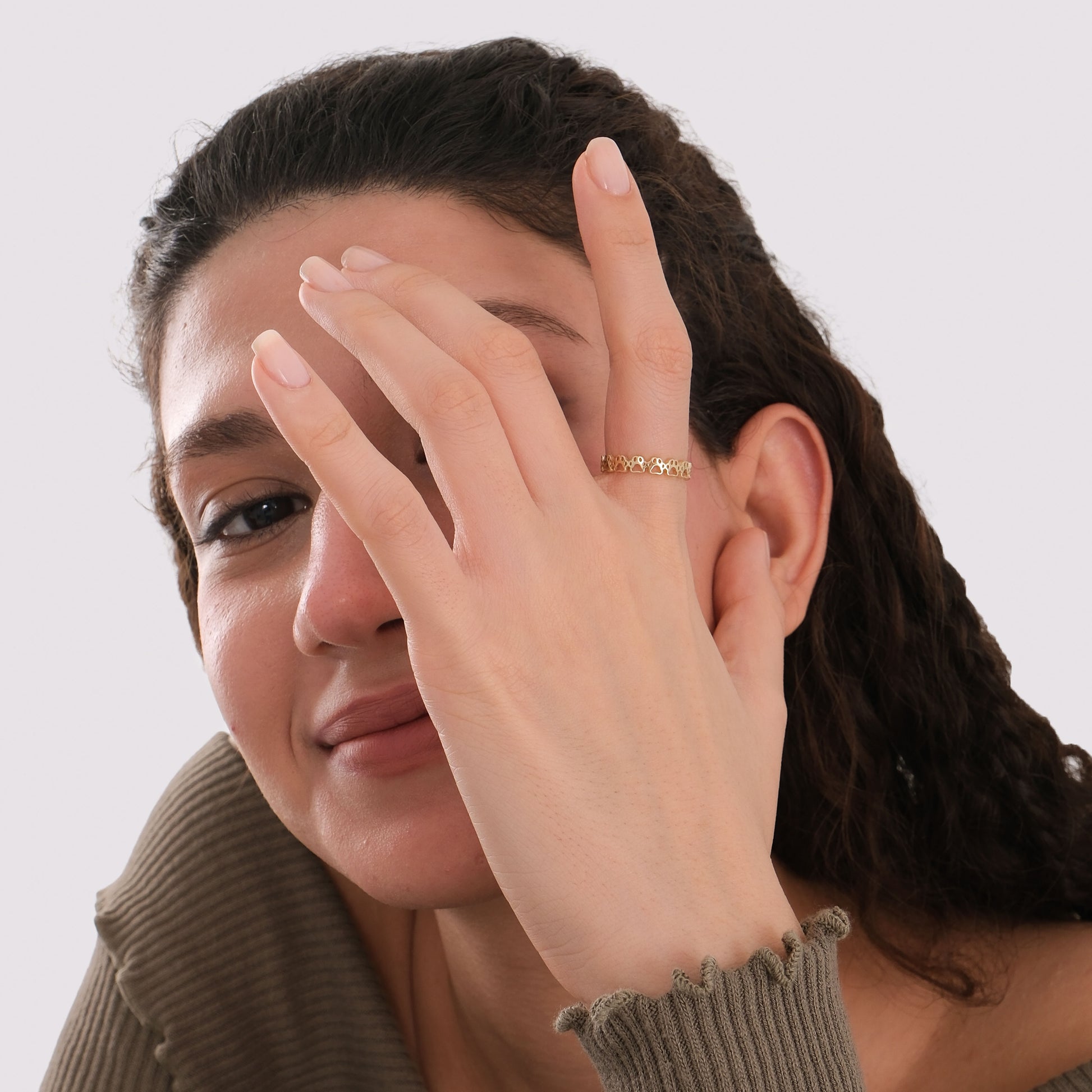 Paw Print Eternity Ring | 14K Solid Gold