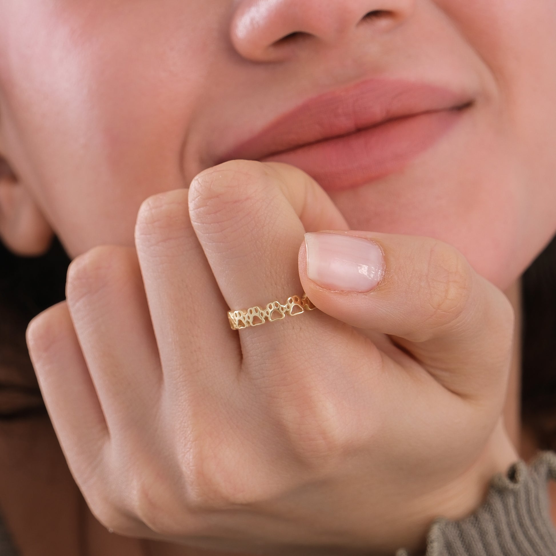 Paw Print Eternity Ring | 14K Solid Gold