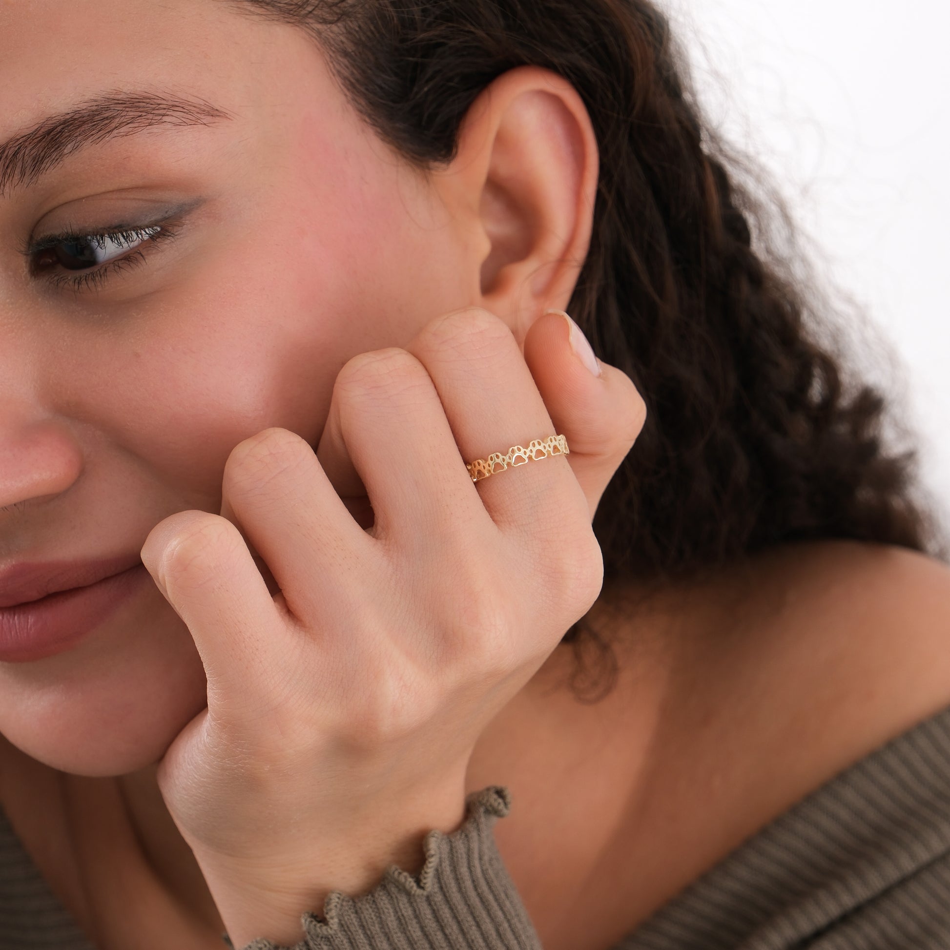 Paw Print Eternity Ring | 14K Solid Gold