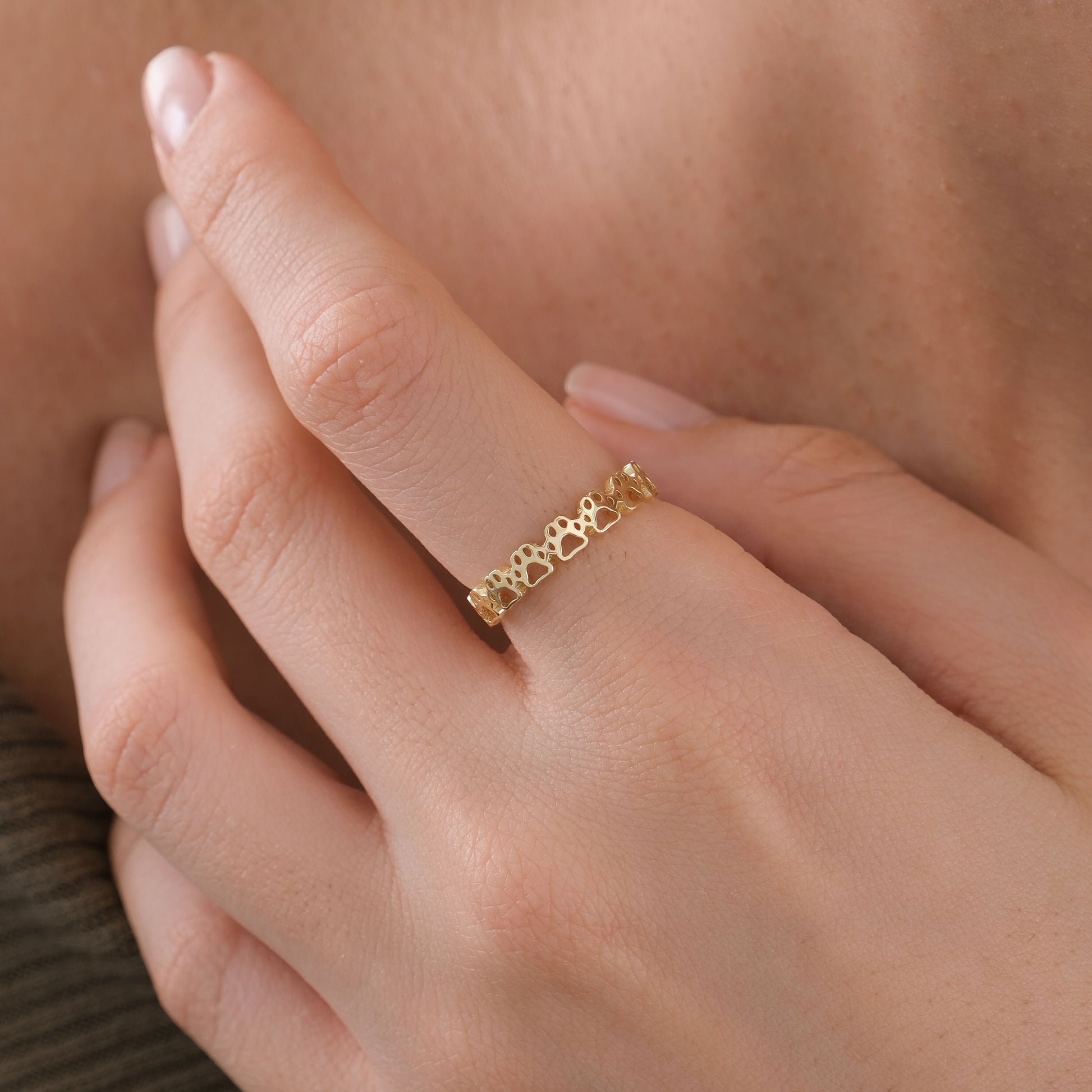 Paw Print Eternity Ring | 14K Solid Gold