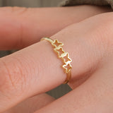 Dainty Three Star Ring | 14K Solid Gold