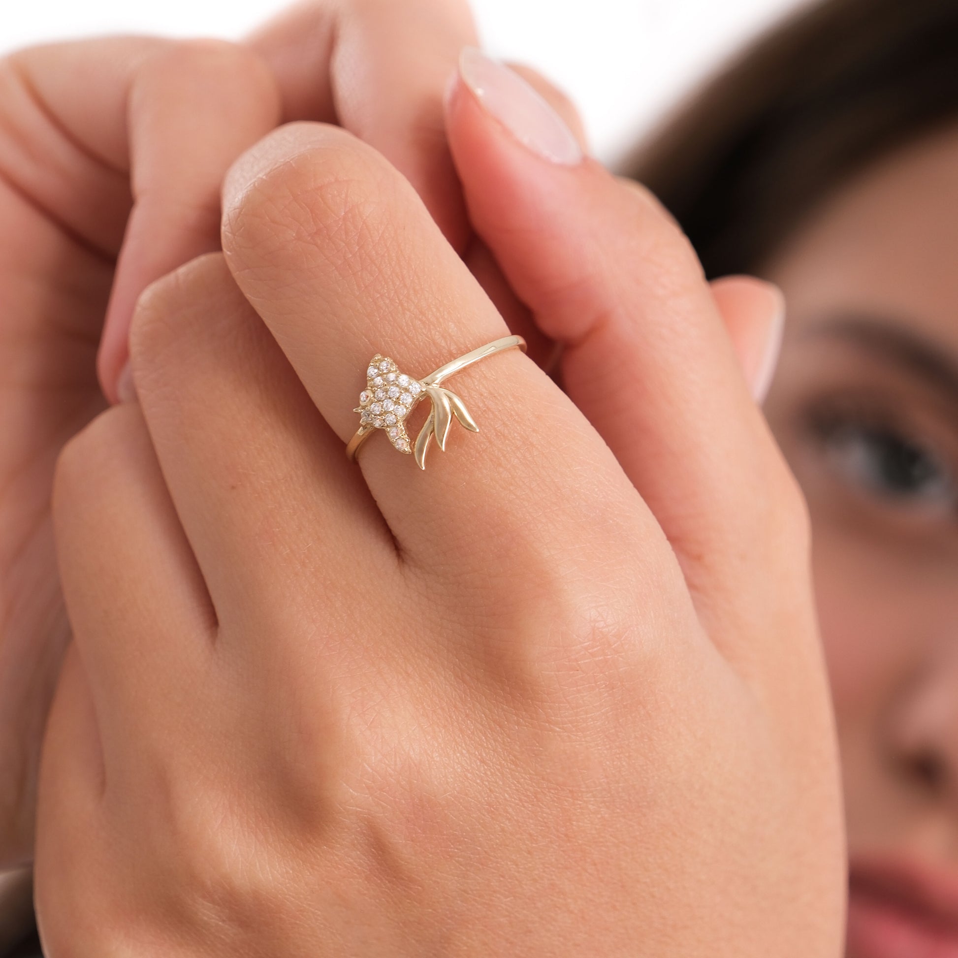 Minimalist Lucky Fish Ring | 14K Solid Gold