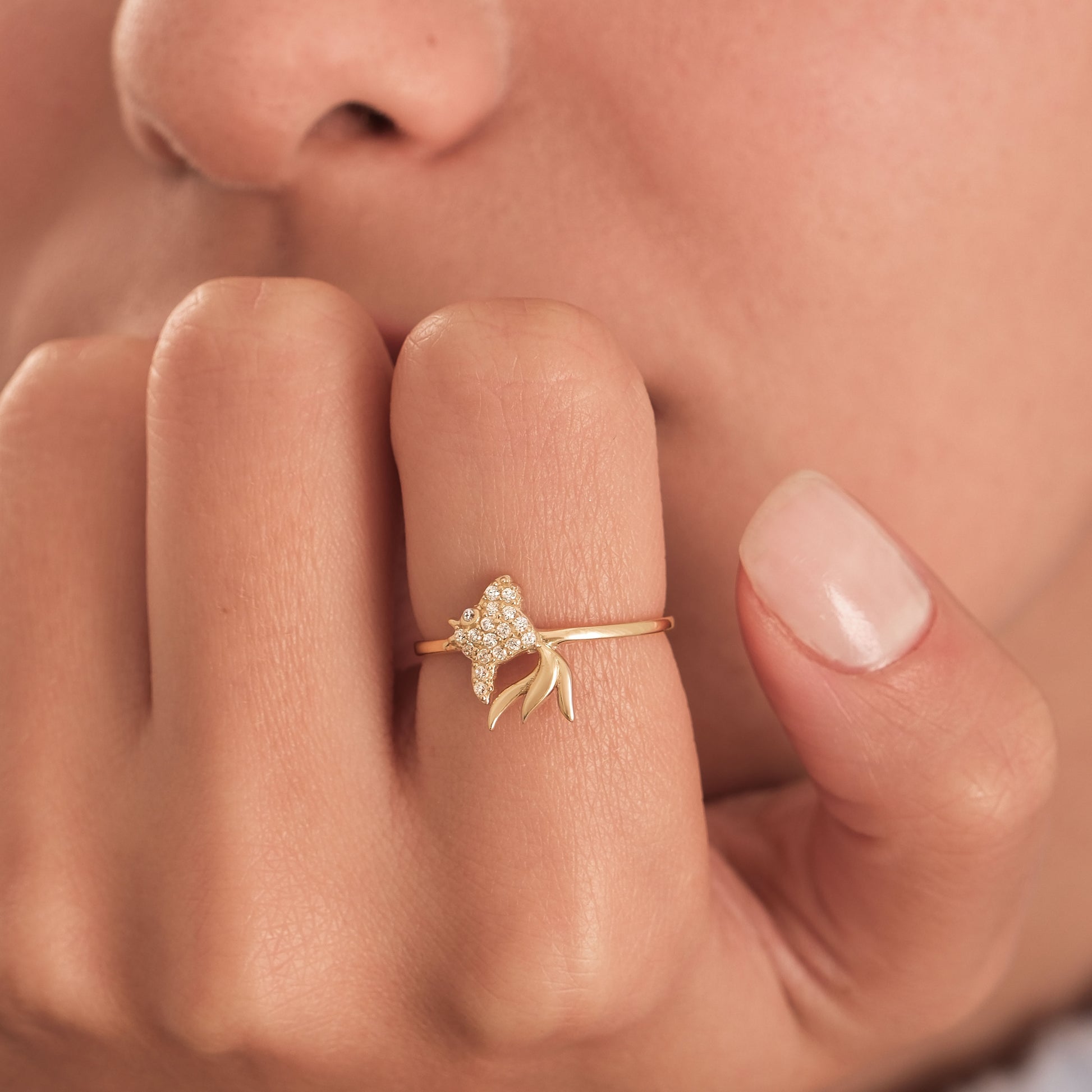 Minimalist Lucky Fish Ring | 14K Solid Gold