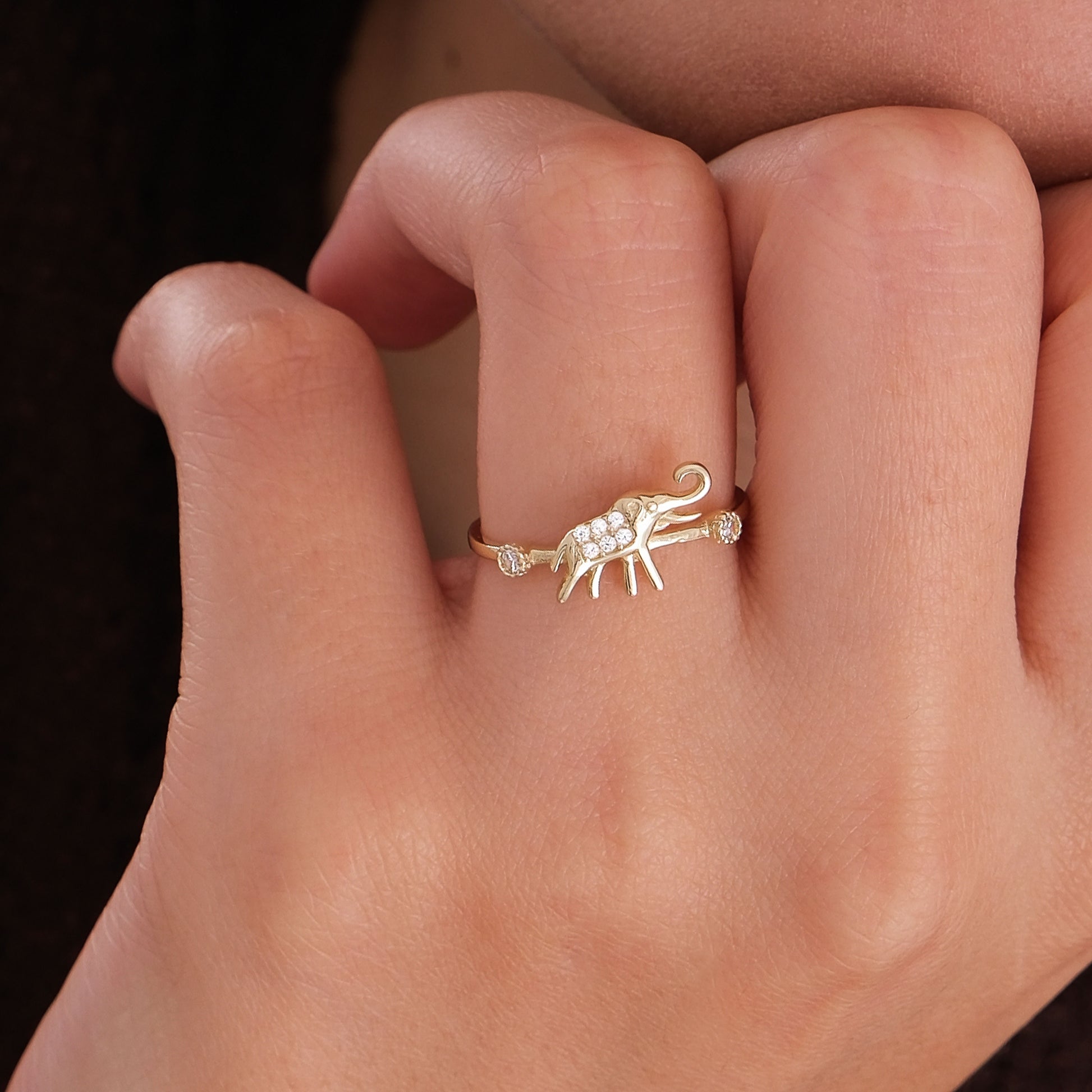 Dainty Elephant Ring | 14K Solid Gold