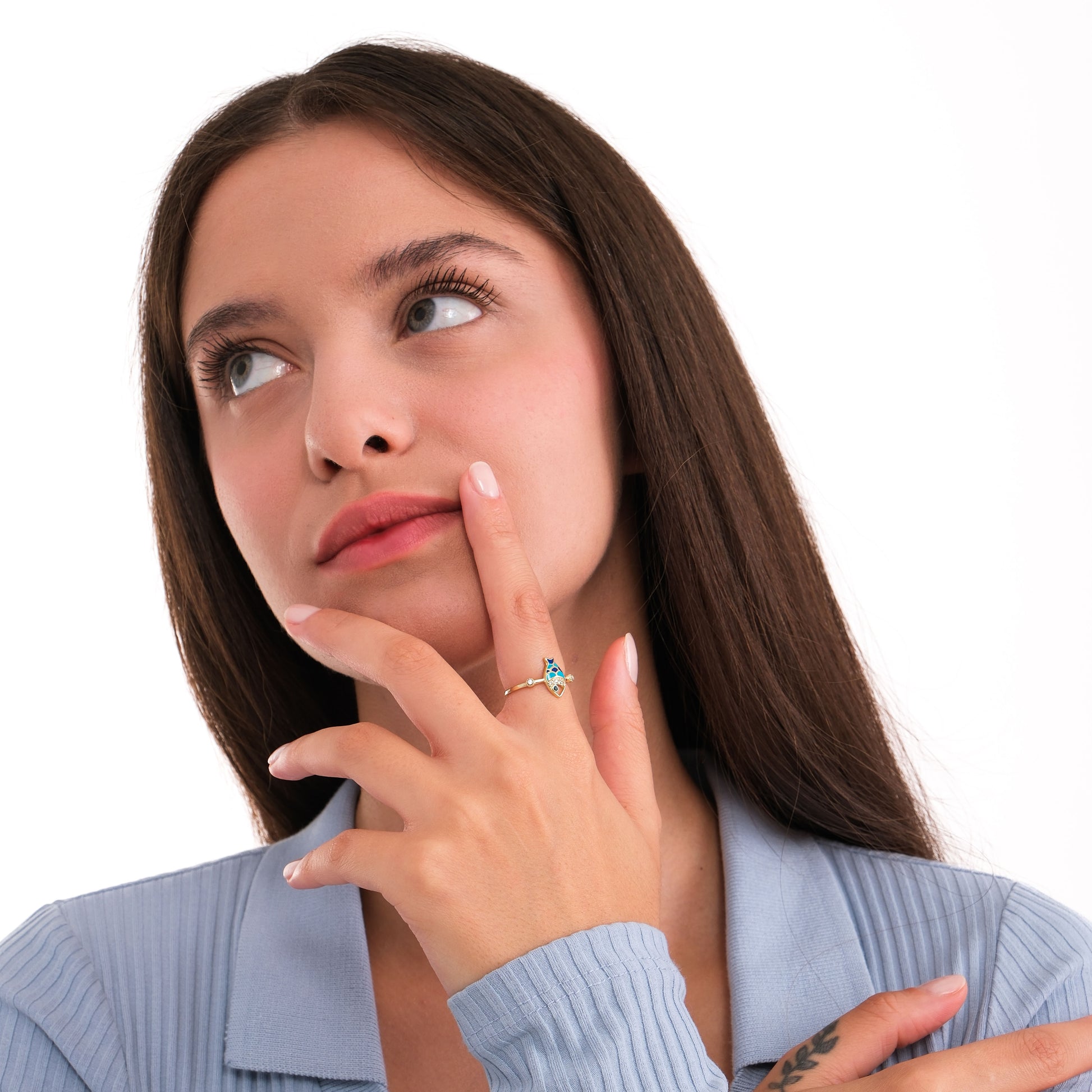 Turquoise Fish Ring | 14K Solid Gold