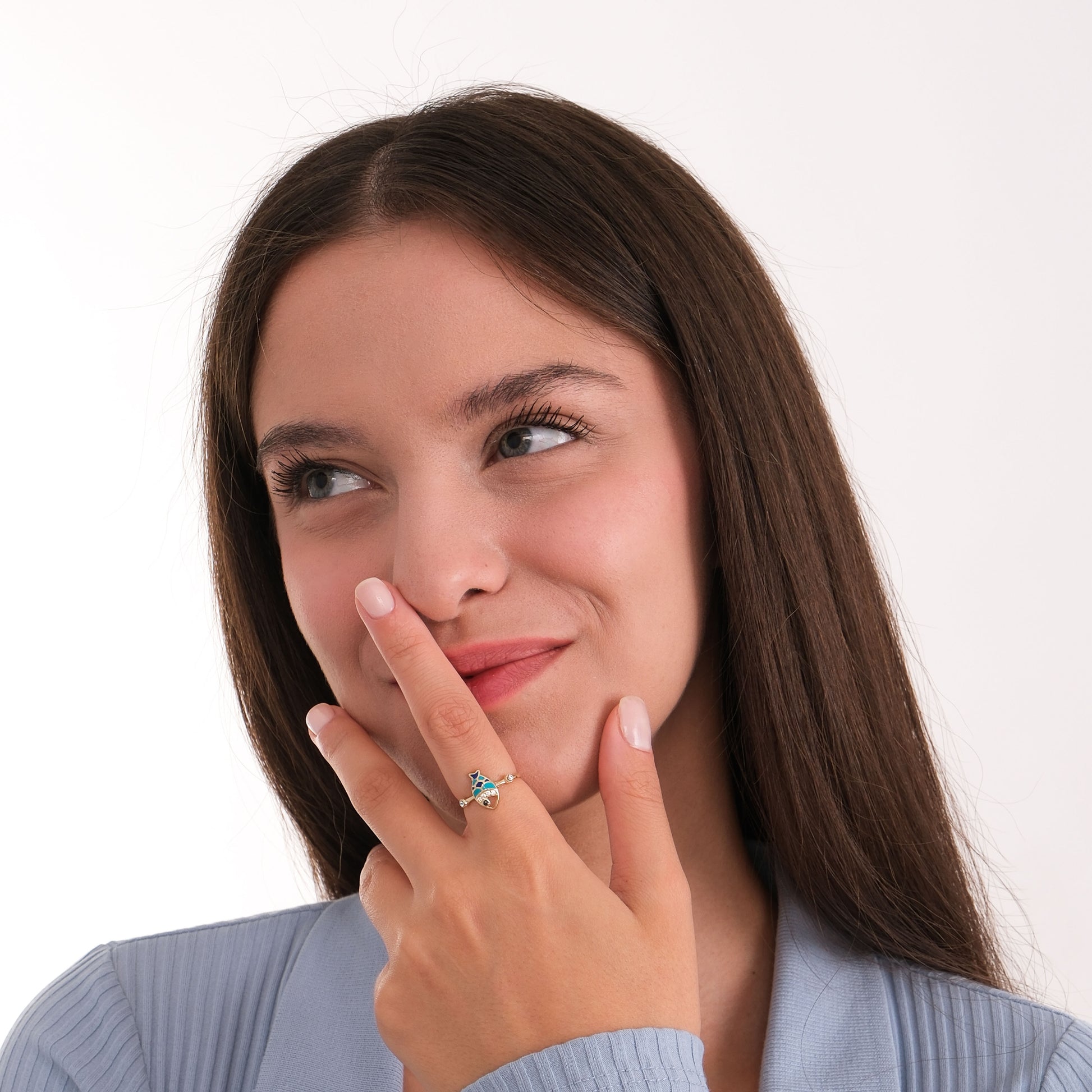 Turquoise Fish Ring | 14K Solid Gold