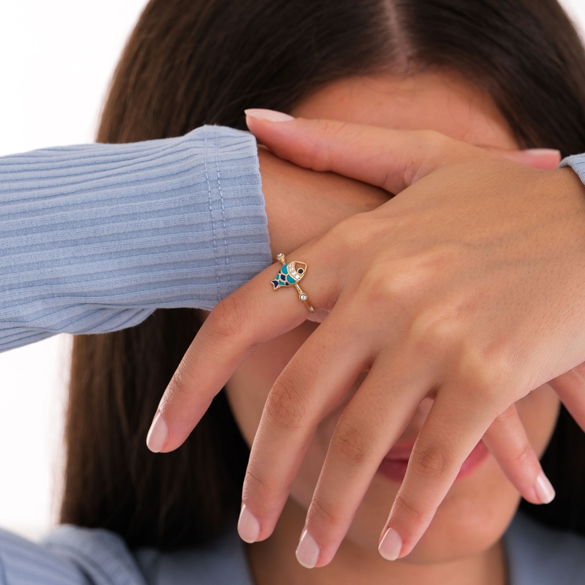 Turquoise Fish Ring | 14K Solid Gold