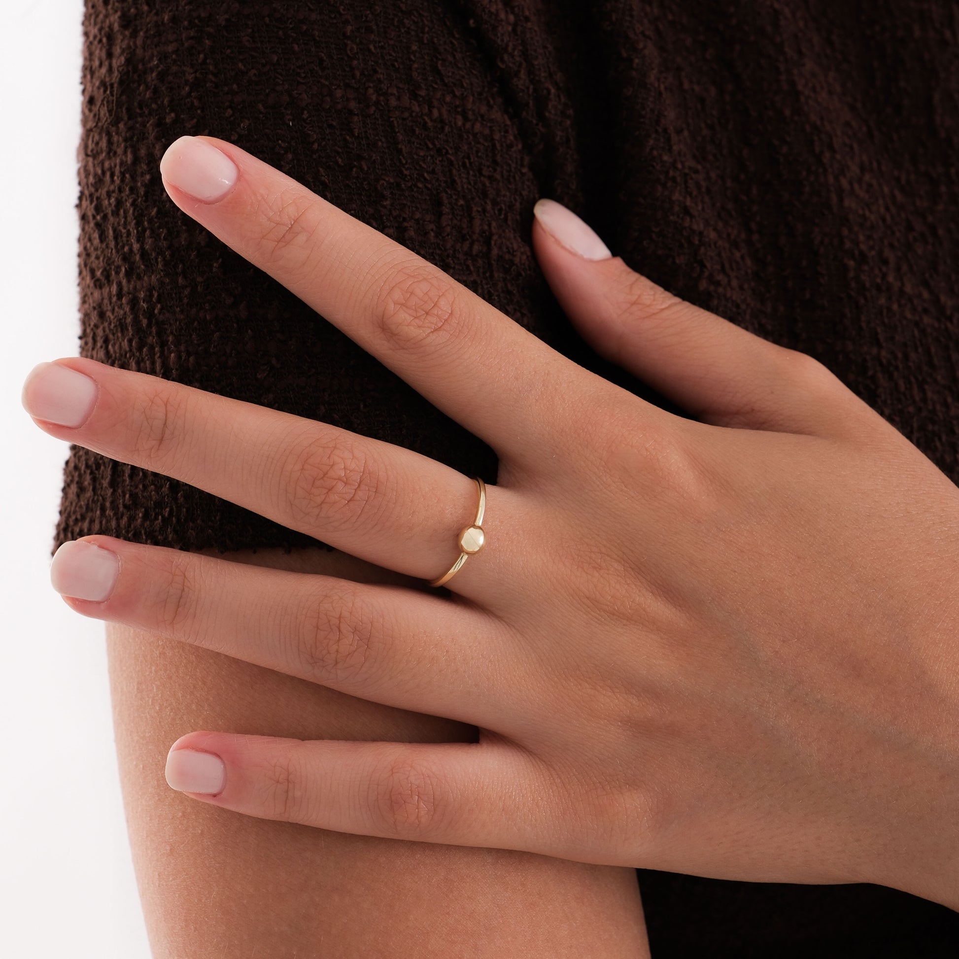 Minimalist Ball Ring | 14K Solid Gold