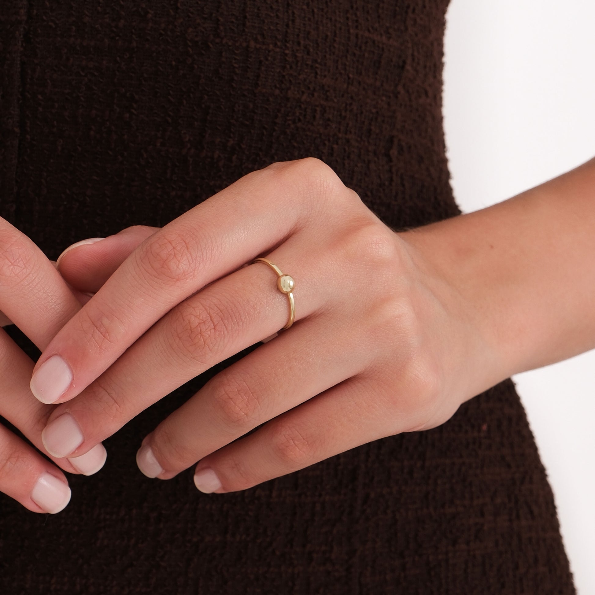 Minimalist Ball Ring | 14K Solid Gold
