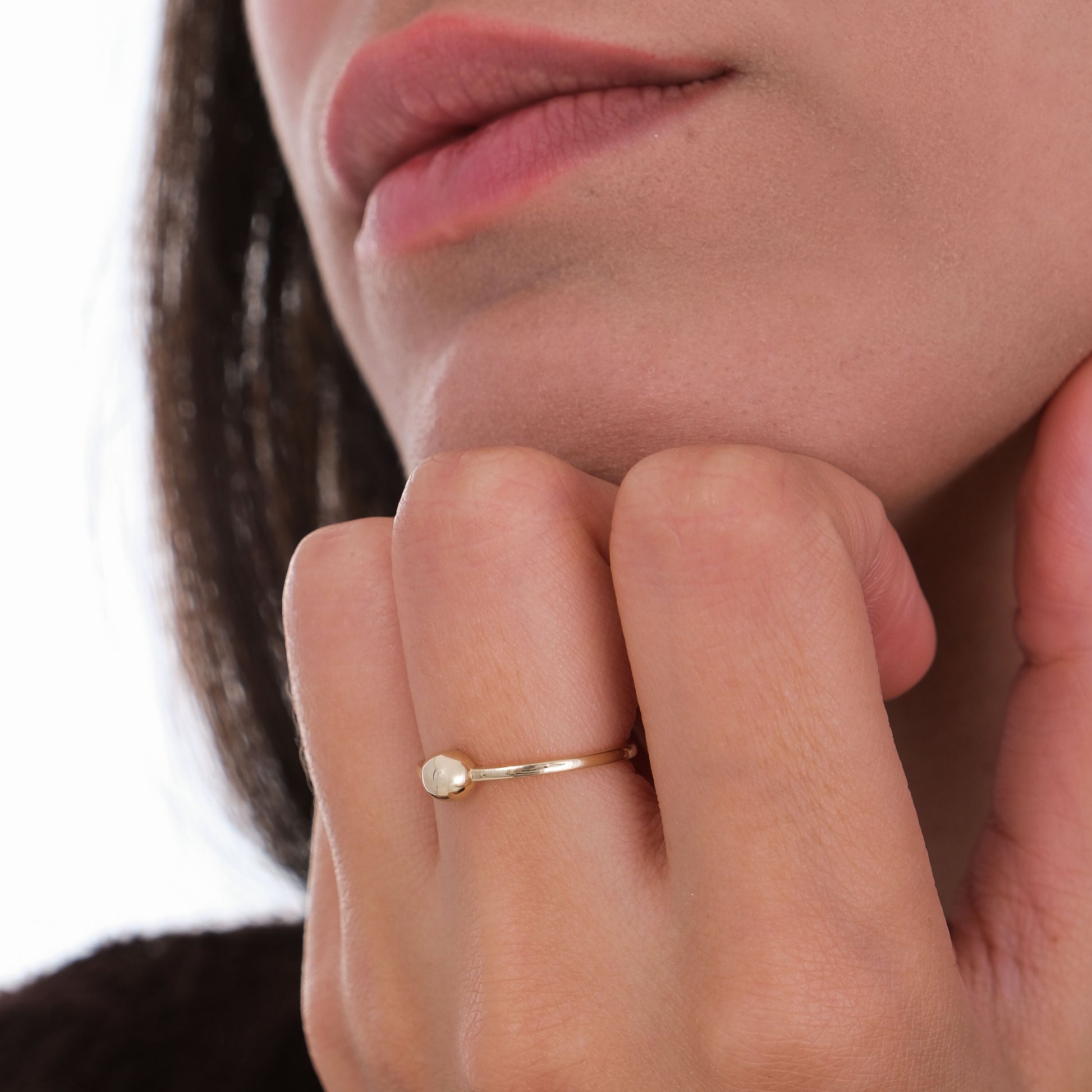 Minimalist Ball Ring | 14K Solid Gold