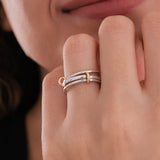 Two Tone Link Connected Ring | 14K Solid Gold