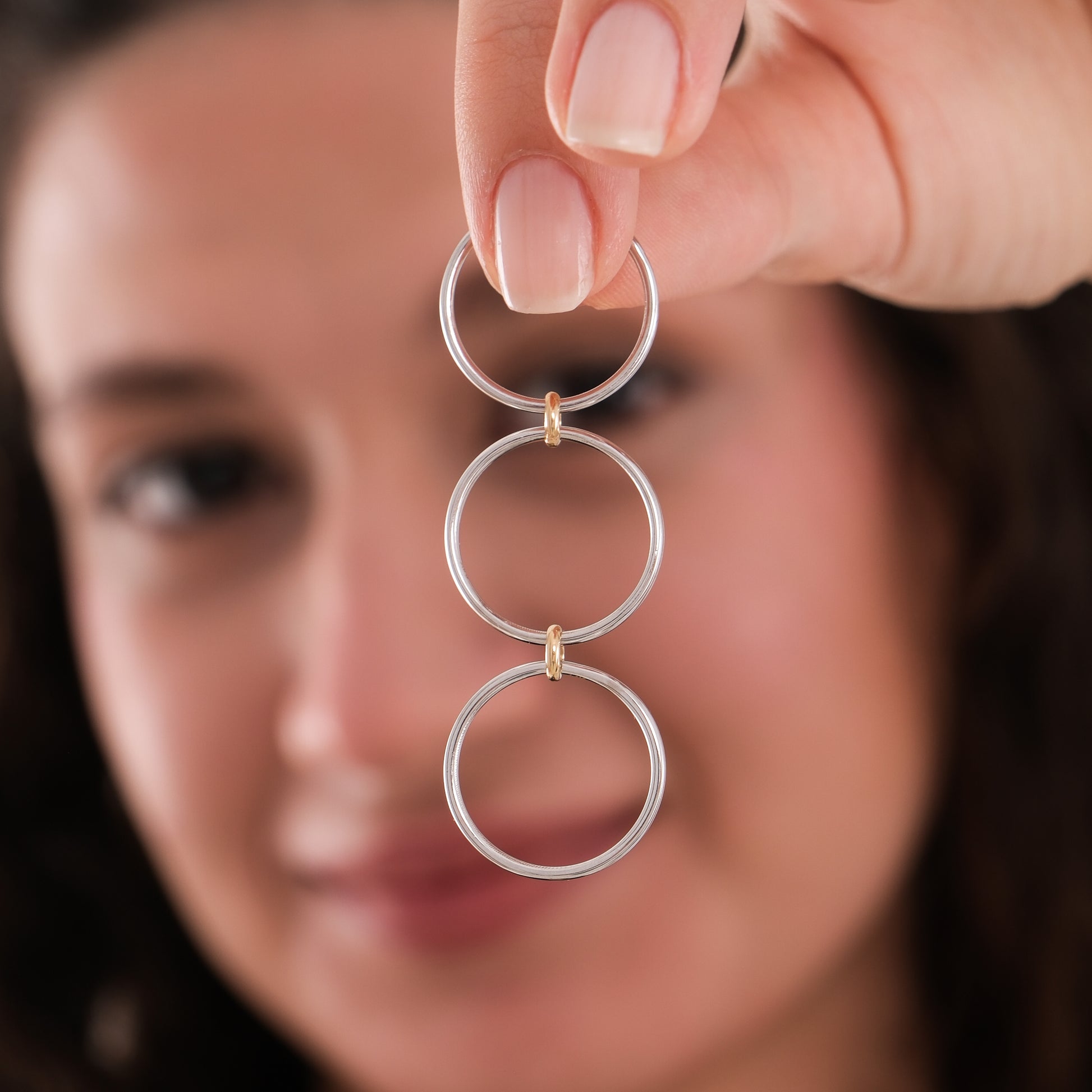 Two Tone Link Connected Ring | 14K Solid Gold