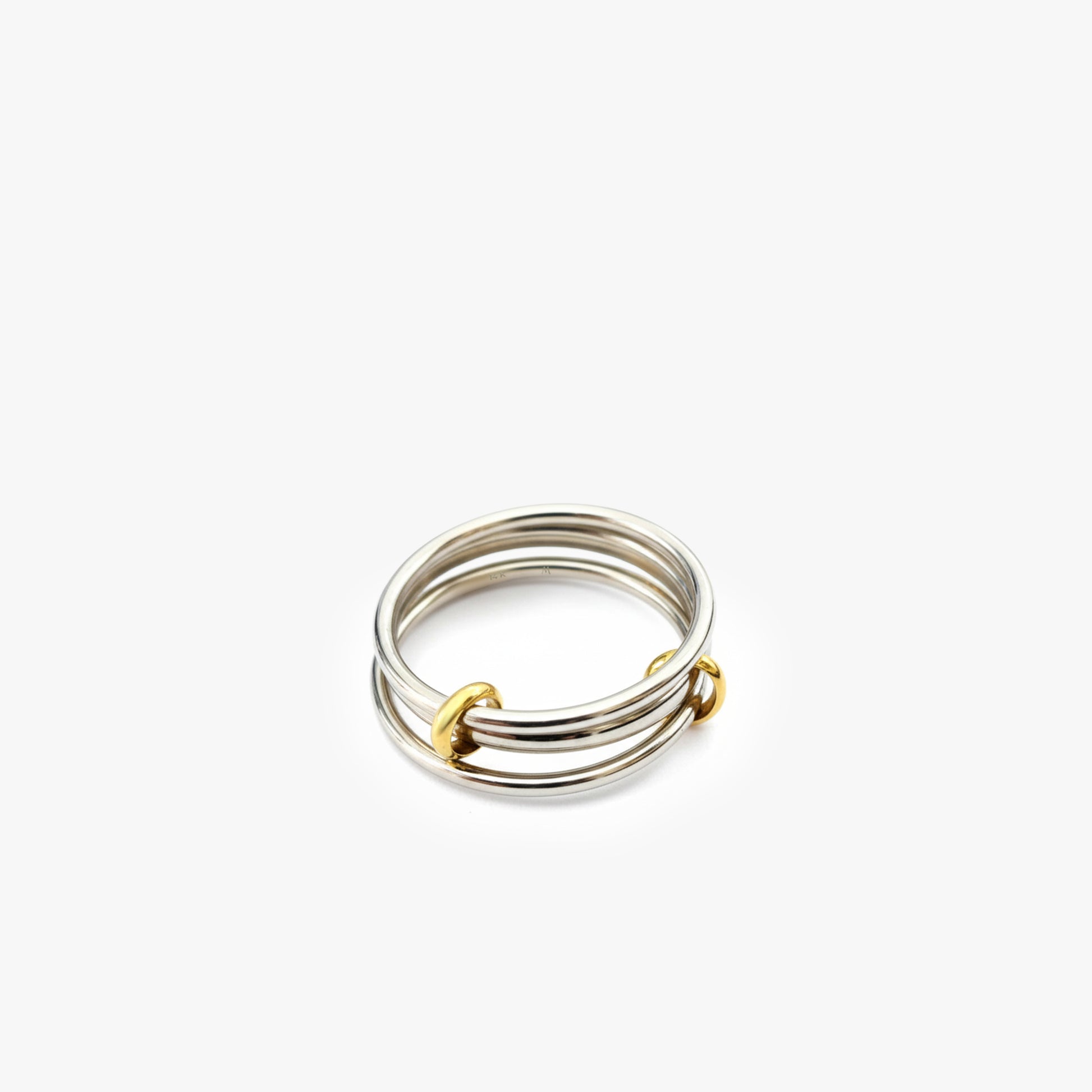 Two Tone Link Connected Ring | 14K Solid Gold