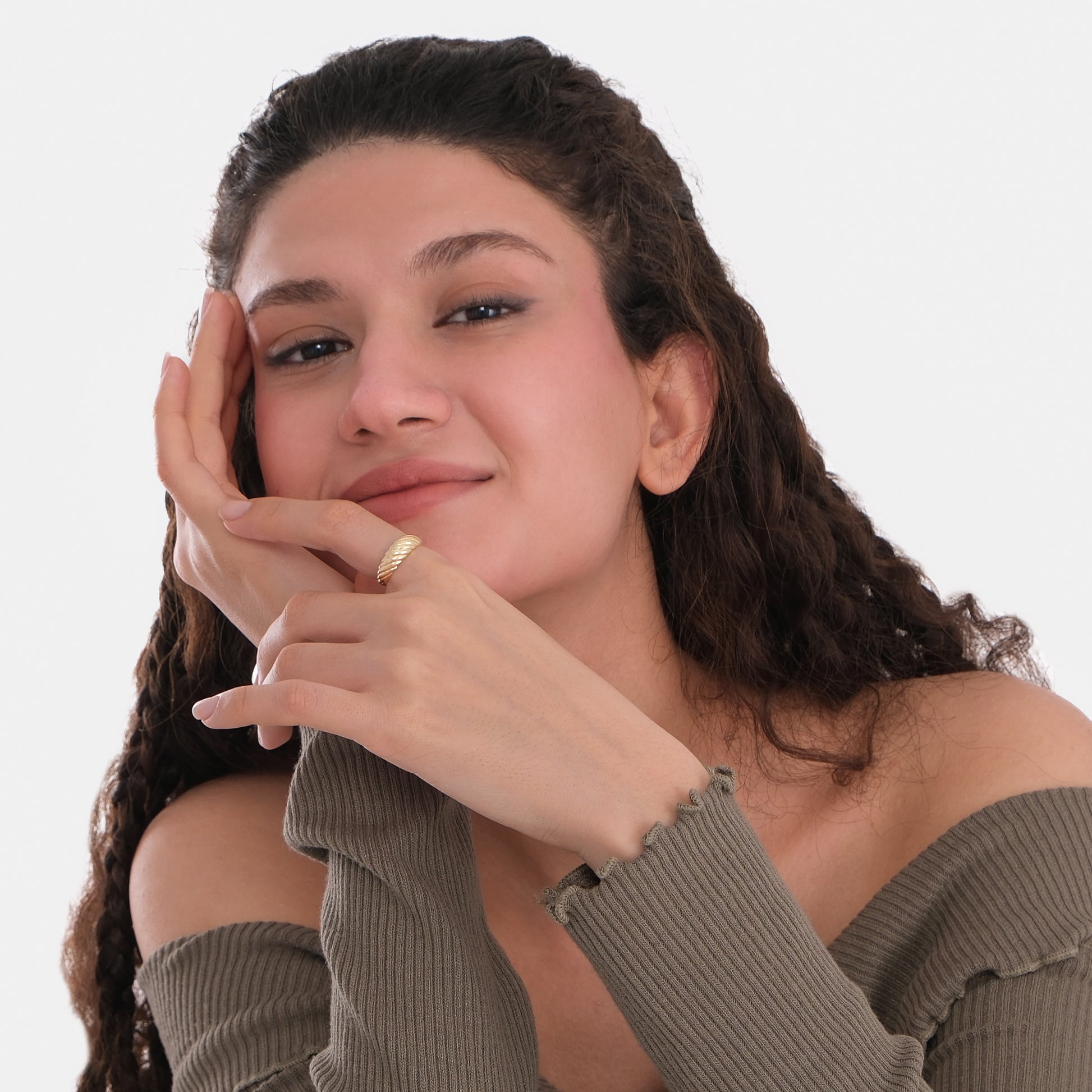 Croissant Dome Ring | 14K Solid Gold