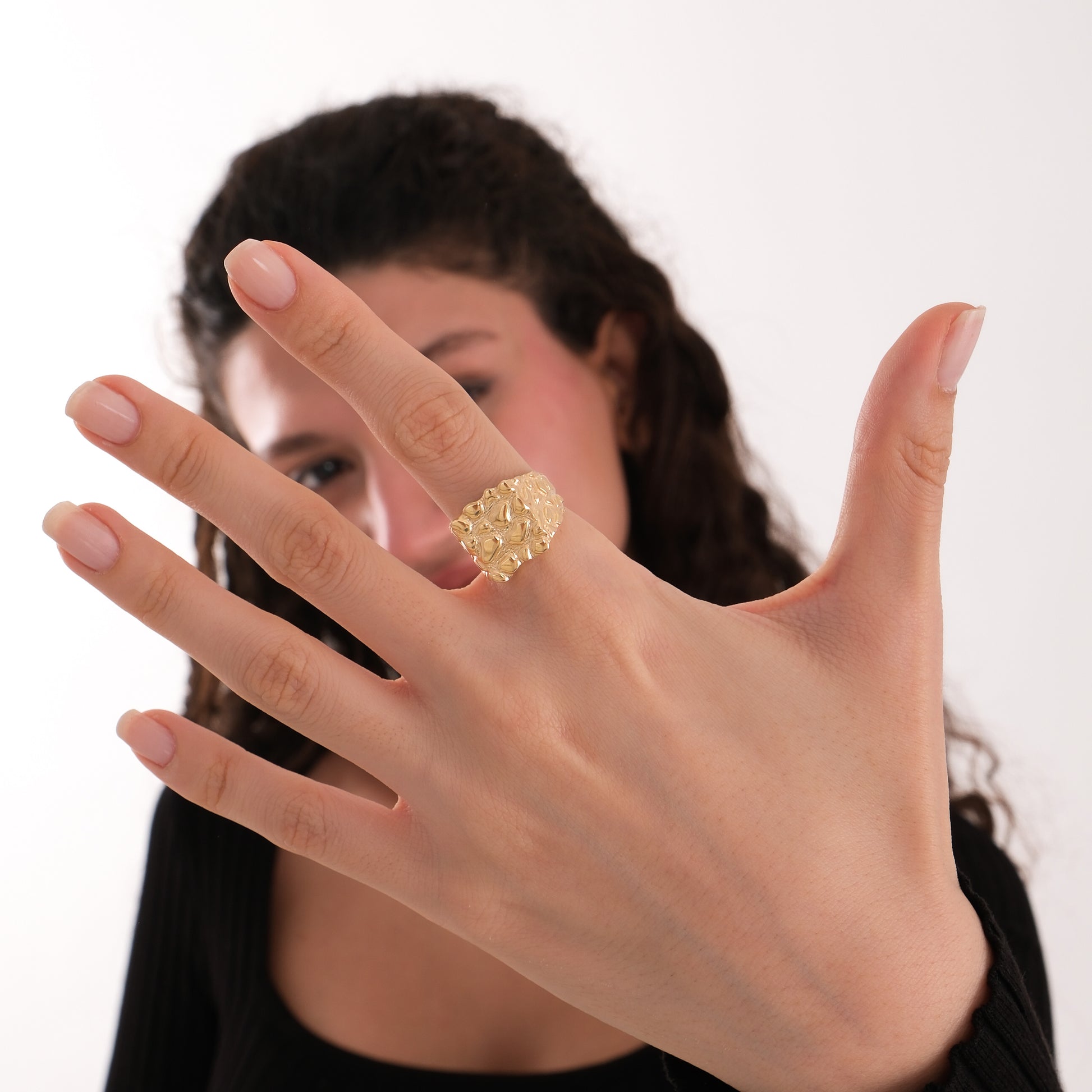 Gold Nugget Ring | 14K Solid Gold