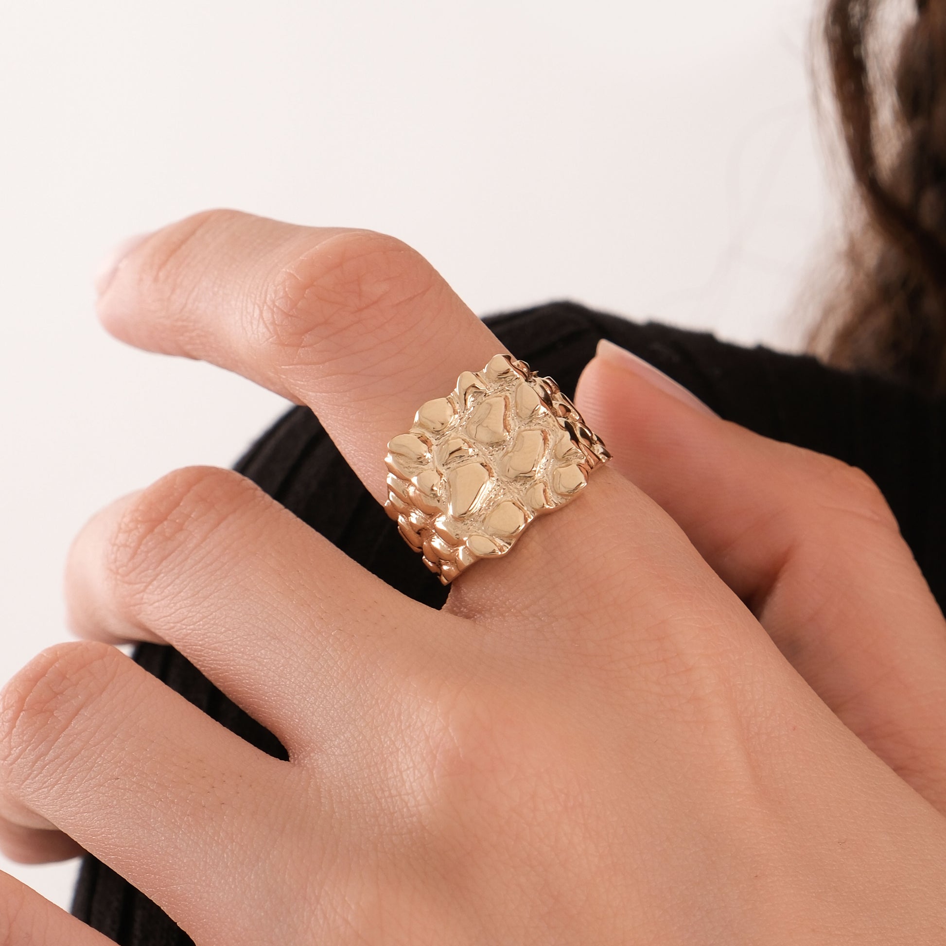 Gold Nugget Ring | 14K Solid Gold