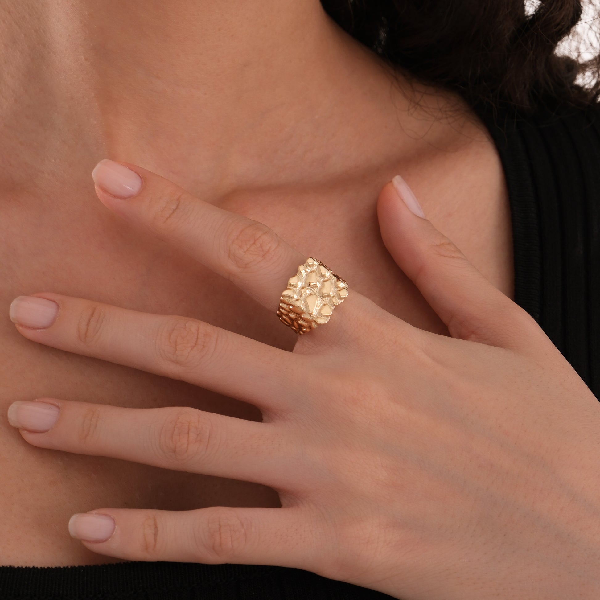 Gold Nugget Ring | 14K Solid Gold