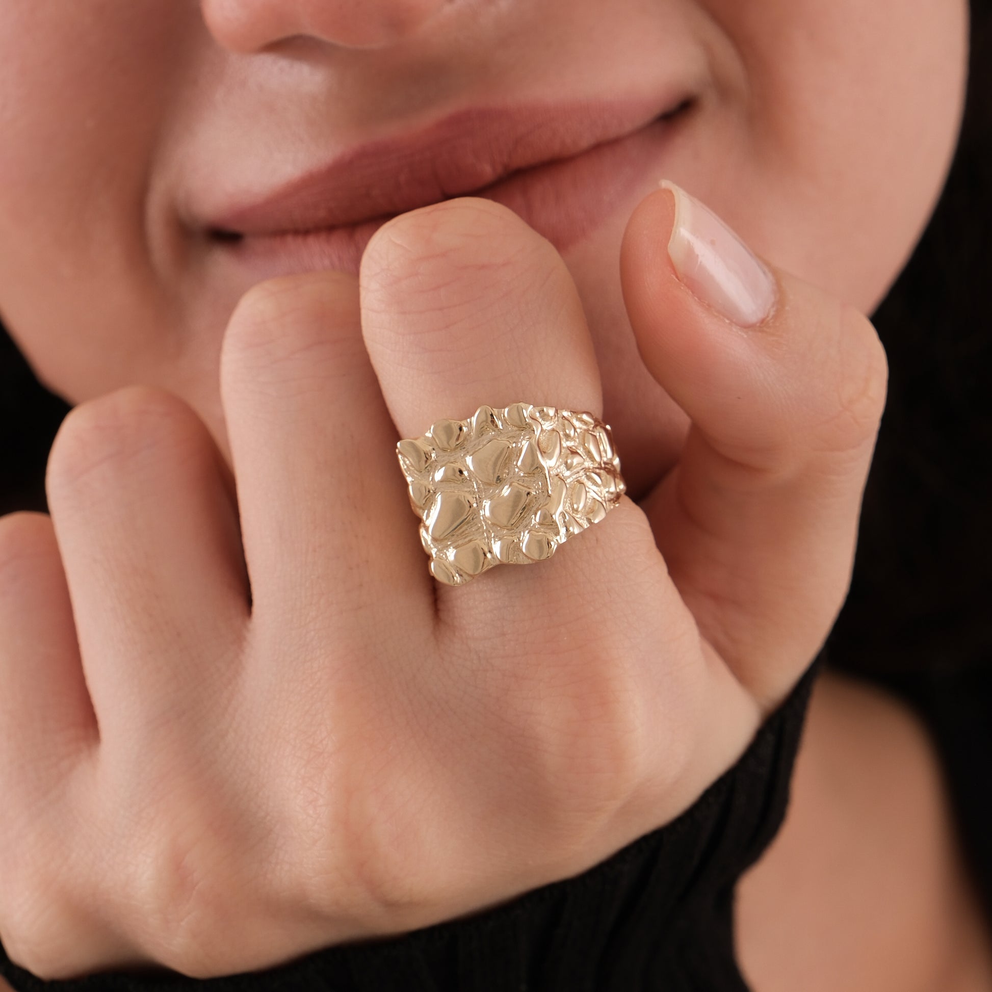 Gold Nugget Ring | 14K Solid Gold
