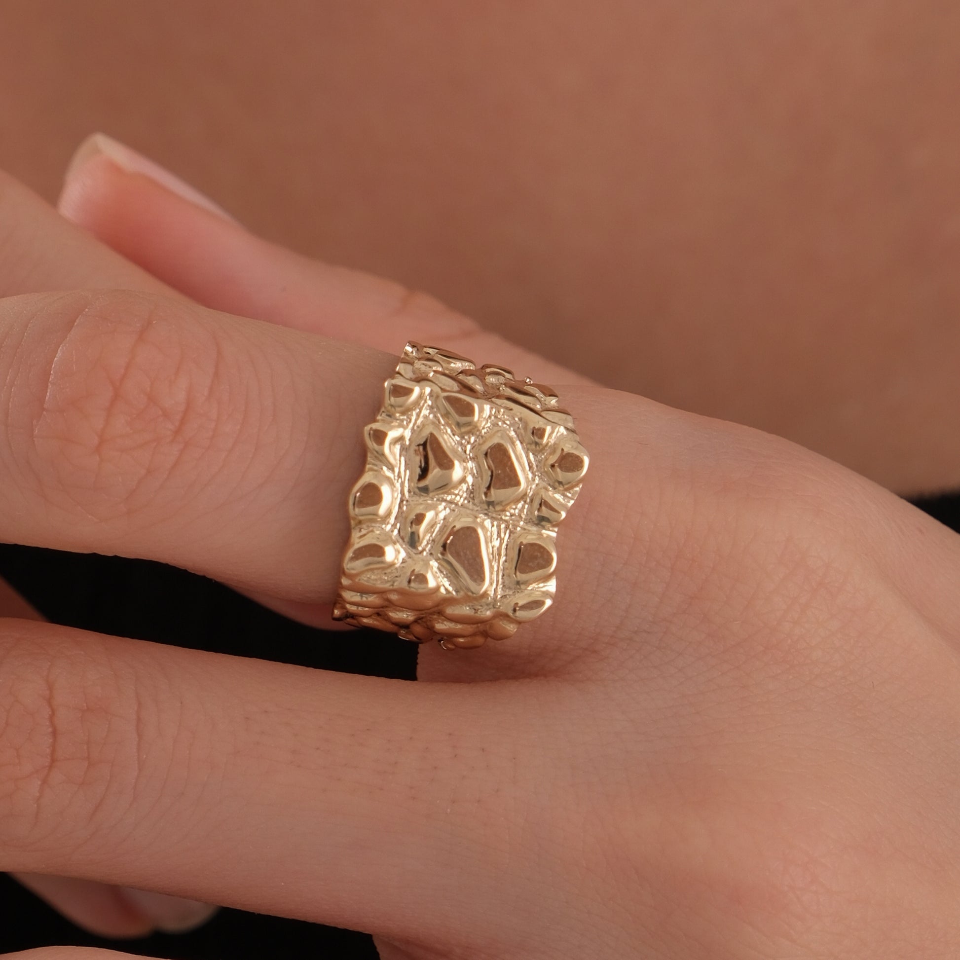 Gold Nugget Ring | 14K Solid Gold