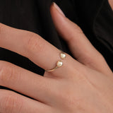 Double Ball Open Ring | 14K Solid Gold