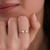 Double Ball Open Ring | 14K Solid Gold