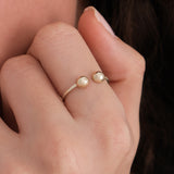 Double Ball Open Ring | 14K Solid Gold