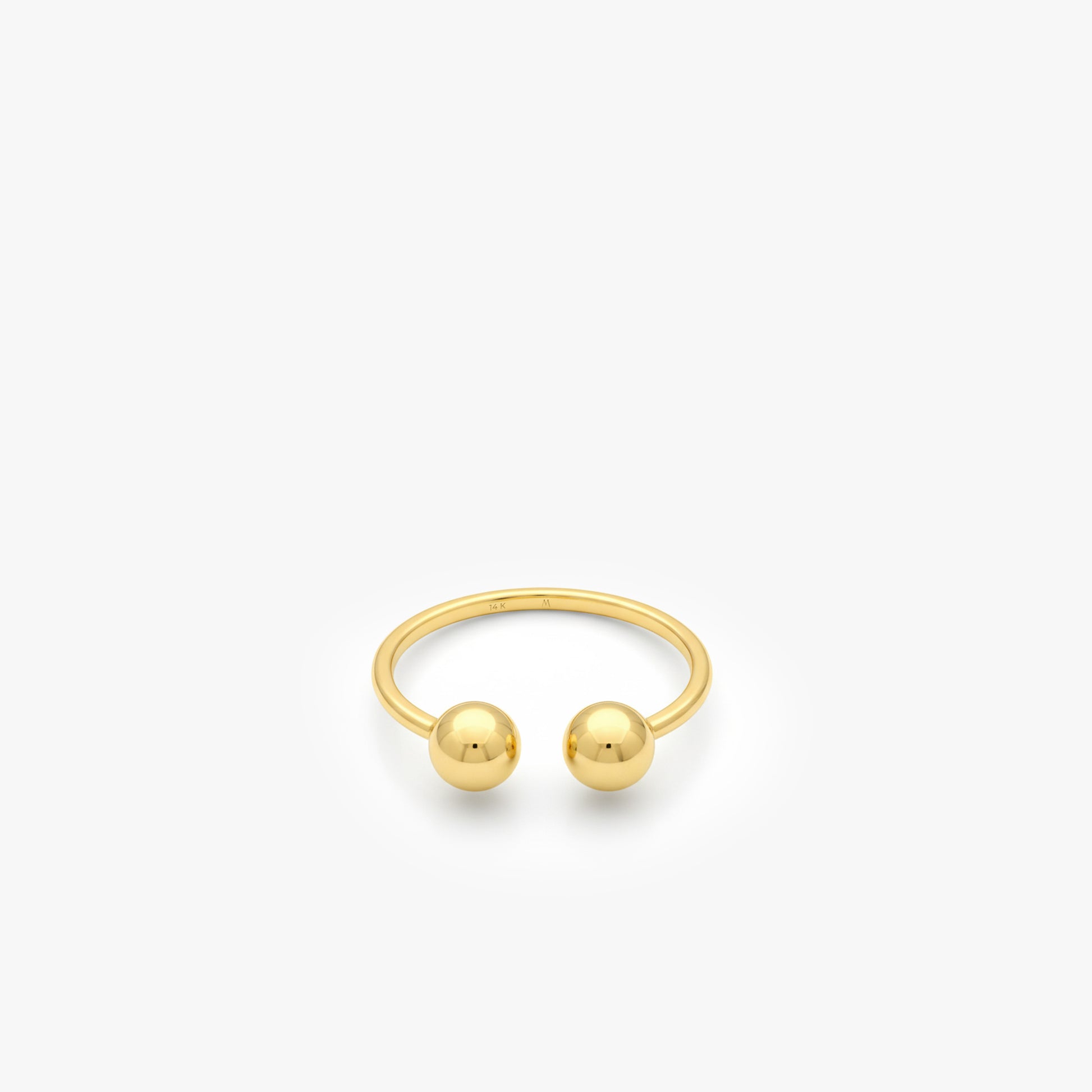 Double Ball Open Ring | 14K Solid Gold