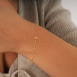 Ankh Bracelet | 14K Solid Gold - Mionza Jewelry-14k Gold Bracelet, BAPTISM GIFT, Charm cross bracelet, Cross bracelet, cross sideways, Crucifix Bracelets, dainty cross, Everyday Bracelet, first birthday gift, Gold Dainty Bracelet, minimalist cross, Solid Gold Bracelet, Tiny Cross Bracelet