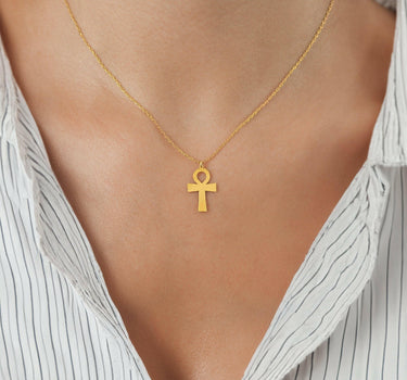 Ankh Necklace | 14K Solid Gold Mionza