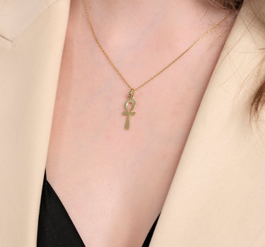 Ankh Spiritual Necklace for Women | 14K Solid Gold Mionza