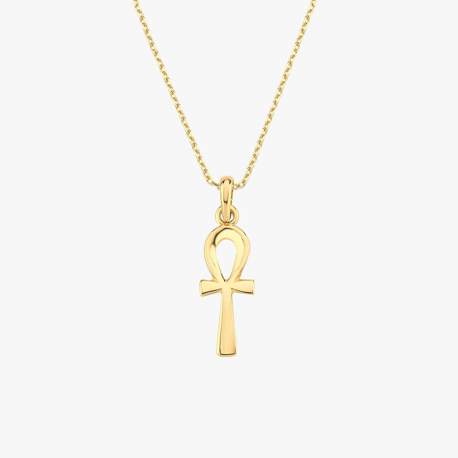 Ankh Cross Necklace | 14K Solid Gold - Mionza Jewelry-adinkra ankh pendant, ancient symbol, Ankh Necklace, antique egypt, cross of life, egyptian ankh, eternal ankh cross, gold ankh necklace, key of life, minimal ankh pendant, Nefertitti Necklace, Protection Necklace, Spiritual Jewelry