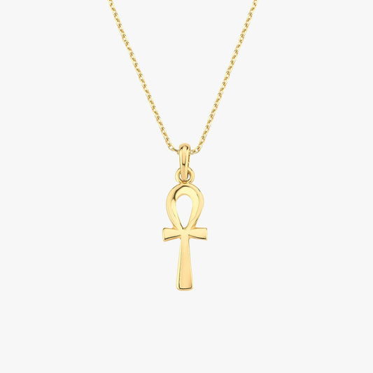 Ankh Cross Necklace | 14K Solid Gold - Mionza Jewelry-adinkra ankh pendant, ancient symbol, Ankh Necklace, antique egypt, cross of life, egyptian ankh, eternal ankh cross, gold ankh necklace, key of life, minimal ankh pendant, Nefertitti Necklace, Protection Necklace, Spiritual Jewelry