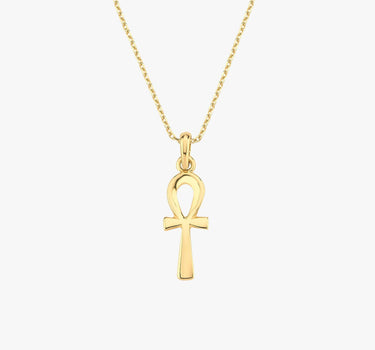 Ankh Cross Necklace | 14K Solid Gold - Mionza Jewelry-adinkra ankh pendant, ancient symbol, Ankh Necklace, antique egypt, cross of life, egyptian ankh, eternal ankh cross, gold ankh necklace, key of life, minimal ankh pendant, Nefertitti Necklace, Protection Necklace, Spiritual Jewelry