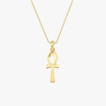 Ankh Cross Necklace | 14K Solid Gold - Mionza Jewelry-adinkra ankh pendant, ancient symbol, Ankh Necklace, antique egypt, cross of life, egyptian ankh, eternal ankh cross, gold ankh necklace, key of life, minimal ankh pendant, Nefertitti Necklace, Protection Necklace, Spiritual Jewelry