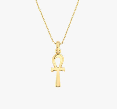 Ankh Cross Necklace | 14K Solid Gold - Mionza Jewelry-adinkra ankh pendant, ancient symbol, Ankh Necklace, antique egypt, cross of life, egyptian ankh, eternal ankh cross, gold ankh necklace, key of life, minimal ankh pendant, Nefertitti Necklace, Protection Necklace, Spiritual Jewelry