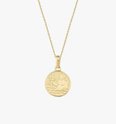 Aquarius Necklace | 14K Solid Gold - Mionza Jewelry-aquarius birthday, aquarius necklace, astrology necklace, bestfriend gift, birthday gift, celestial necklace, gemini necklace, gift for her, gold coin necklace, gold disc necklace, scorpio necklace, virgo necklace, zodiac necklace