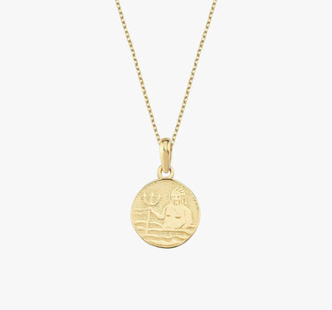 Aquarius Necklace | 14K Solid Gold - Mionza Jewelry-aquarius birthday, aquarius necklace, astrology necklace, bestfriend gift, birthday gift, celestial necklace, gemini necklace, gift for her, gold coin necklace, gold disc necklace, scorpio necklace, virgo necklace, zodiac necklace