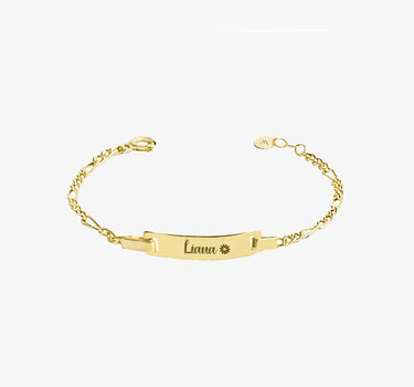 Baby Gold Bracelet with Name  | 14K Solid Gold - Mionza Jewelry-baby boy gift, baby bracelet, baby girl bracelet, baby girl gifts, baby gold bracelet, baby id bracelet, baby name bracelet, baby name plate, bracelet for baby boy, custom baby bracelet, gold baby bracelet, gold baby jewelry, personalized baby