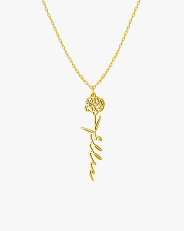 Birth Flower Necklace | 14K Solid Gold - Mionza Jewelry-birth flower, birth month flower, birth month necklace, birthday flower, Birthflower necklace, custom name necklace, custom necklace, flower name necklace, flower necklace, gift for women, name necklace, personalized jewelry, summer jewelry