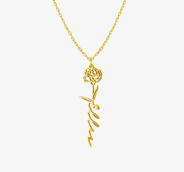 Birth Flower Necklace | 14K Solid Gold Mionza