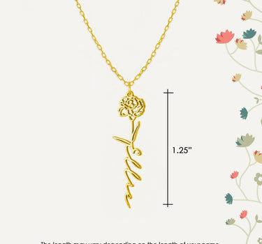 Birth Flower Necklace | 14K Solid Gold - Mionza Jewelry-birth flower, birth month flower, birth month necklace, birthday flower, Birthflower necklace, custom name necklace, custom necklace, flower name necklace, flower necklace, gift for women, name necklace, personalized jewelry, summer jewelry