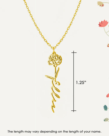 Birth Flower Necklace | 14K Solid Gold - Mionza Jewelry-birth flower, birth month flower, birth month necklace, birthday flower, Birthflower necklace, custom name necklace, custom necklace, flower name necklace, flower necklace, gift for women, name necklace, personalized jewelry, summer jewelry