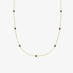 Black Onyx Necklace | 14K Solid Gold - Mionza Jewelry-best friend gift, birthstone necklace, black stone necklace, black stone pendant, dainty gold necklace, Gold Station Pendant, good luck necklace, minimalist necklace, onyx necklace, Onyx station pendant, Station Necklace, summer jewelry