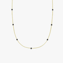 Black Onyx Necklace | 14K Solid Gold - Mionza Jewelry-best friend gift, birthstone necklace, black stone necklace, black stone pendant, dainty gold necklace, Gold Station Pendant, good luck necklace, minimalist necklace, onyx necklace, Onyx station pendant, Station Necklace, summer jewelry