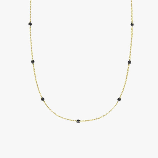 Black Onyx Necklace | 14K Solid Gold - Mionza Jewelry-best friend gift, birthstone necklace, black stone necklace, black stone pendant, dainty gold necklace, Gold Station Pendant, good luck necklace, minimalist necklace, onyx necklace, Onyx station pendant, Station Necklace, summer jewelry