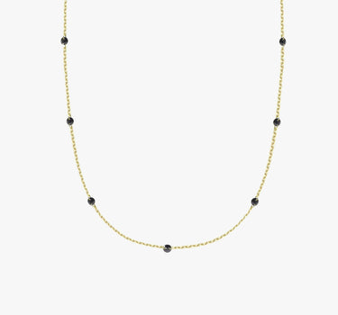 Black Onyx Necklace | 14K Solid Gold - Mionza Jewelry-best friend gift, birthstone necklace, black stone necklace, black stone pendant, dainty gold necklace, Gold Station Pendant, good luck necklace, minimalist necklace, onyx necklace, Onyx station pendant, Station Necklace, summer jewelry