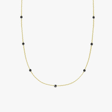 Black Onyx Necklace | 14K Solid Gold - Mionza Jewelry-best friend gift, birthstone necklace, black stone necklace, black stone pendant, dainty gold necklace, Gold Station Pendant, good luck necklace, minimalist necklace, onyx necklace, Onyx station pendant, Station Necklace, summer jewelry