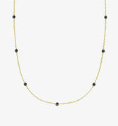 Black Onyx Necklace | 14K Solid Gold - Mionza Jewelry-best friend gift, birthstone necklace, black stone necklace, black stone pendant, dainty gold necklace, Gold Station Pendant, good luck necklace, minimalist necklace, onyx necklace, Onyx station pendant, Station Necklace, summer jewelry