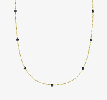 Black Onyx Necklace | 14K Solid Gold - Mionza Jewelry-best friend gift, birthstone necklace, black stone necklace, black stone pendant, dainty gold necklace, Gold Station Pendant, good luck necklace, minimalist necklace, onyx necklace, Onyx station pendant, Station Necklace, summer jewelry