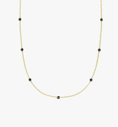 Black Onyx Necklace | 14K Solid Gold - Mionza Jewelry-best friend gift, birthstone necklace, black stone necklace, black stone pendant, dainty gold necklace, Gold Station Pendant, good luck necklace, minimalist necklace, onyx necklace, Onyx station pendant, Station Necklace, summer jewelry